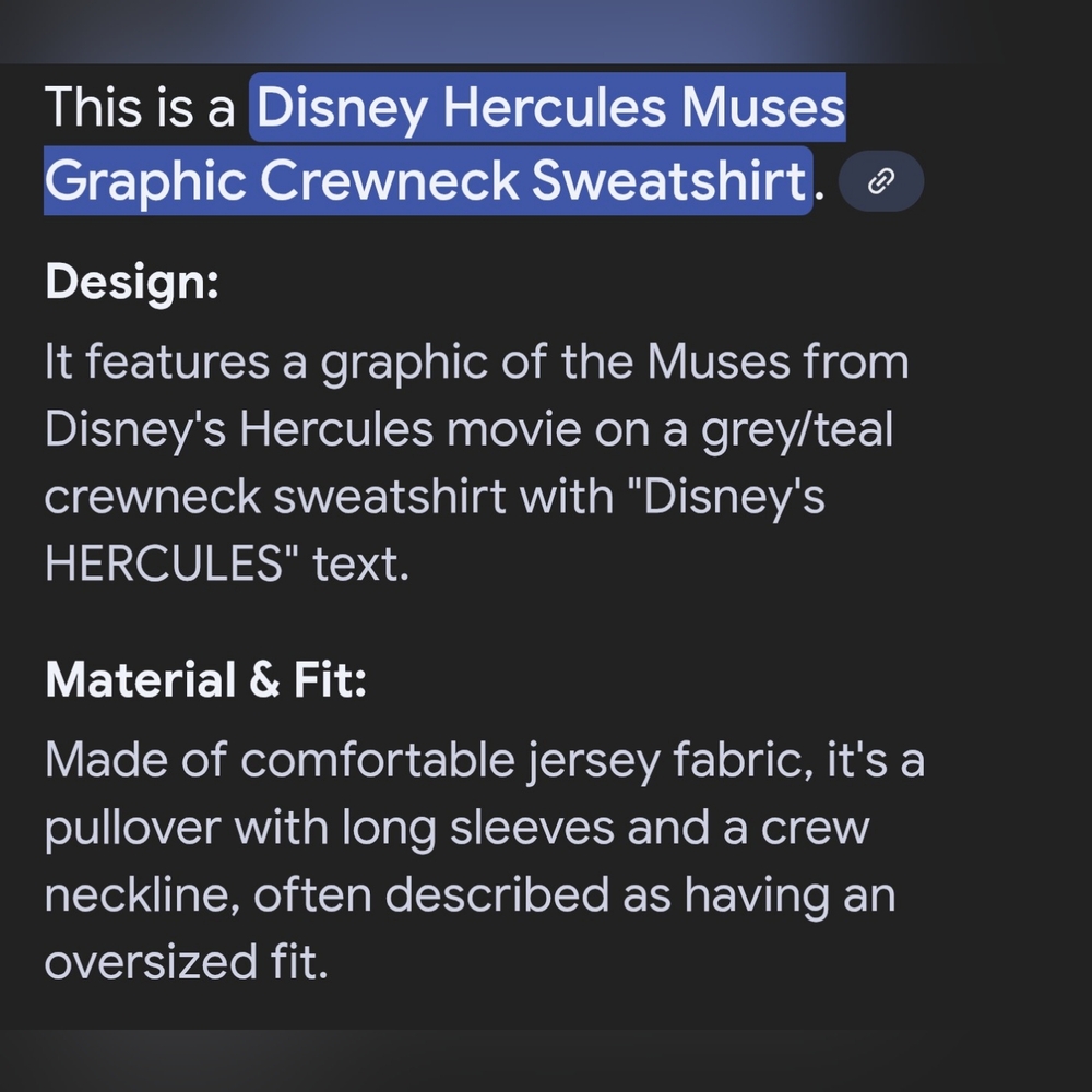 Disney Graphic Of The Muses From Hercules Sweatshirt. Medium - Picture 5 of 8